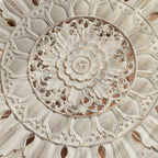 Glass Tabletop Solid Wood Carved Side Table - image 6