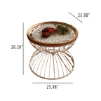 Glass Tabletop Solid Wood Carved Side Table - image 8