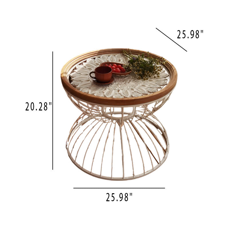 Glass Tabletop Solid Wood Carved Side Table - image 8