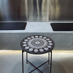 Black Wrought Iron Bracket Carved Side Table - image 0