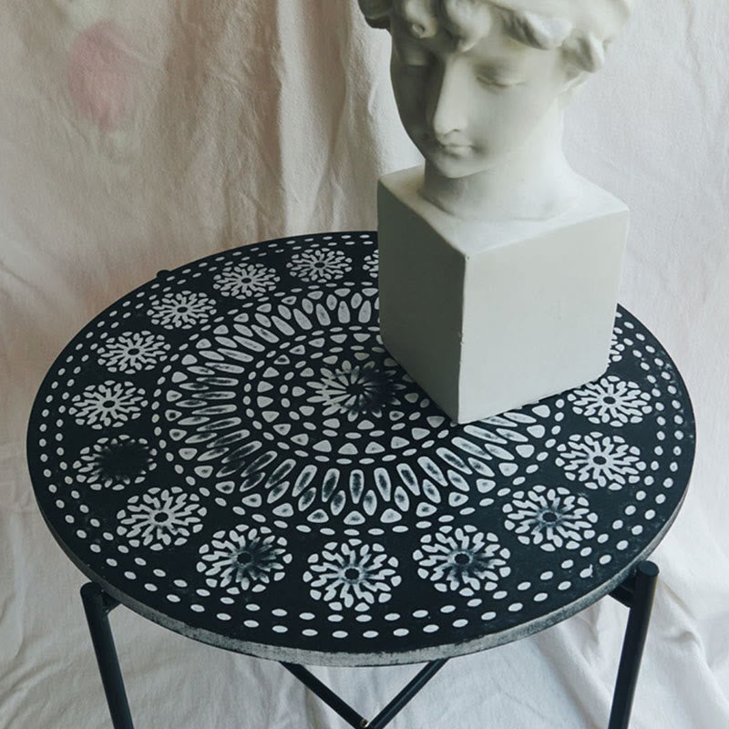 Black Wrought Iron Bracket Carved Side Table - image 4
