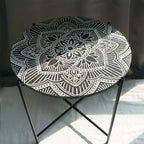 Black Wrought Iron Bracket Carved Side Table - image 5