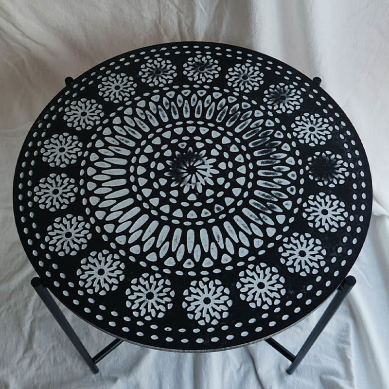Black Wrought Iron Bracket Carved Side Table - image 6