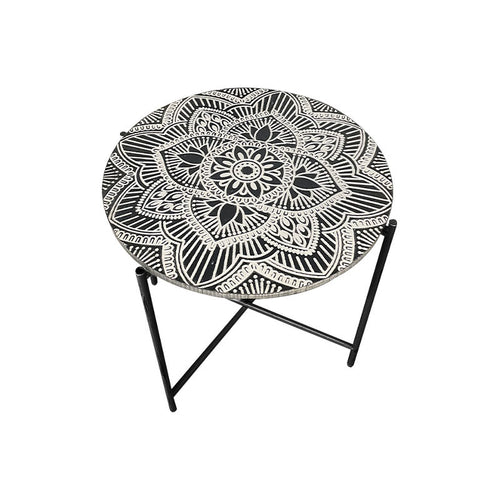 Black Wrought Iron Bracket Carved Side Table - image 1