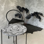 Black Wrought Iron Bracket Carved Side Table - Black B - image 3
