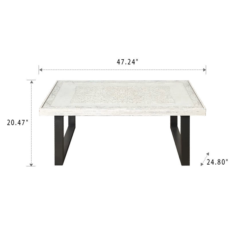 Solid Wood Vintage Carved Coffee Table - image 11