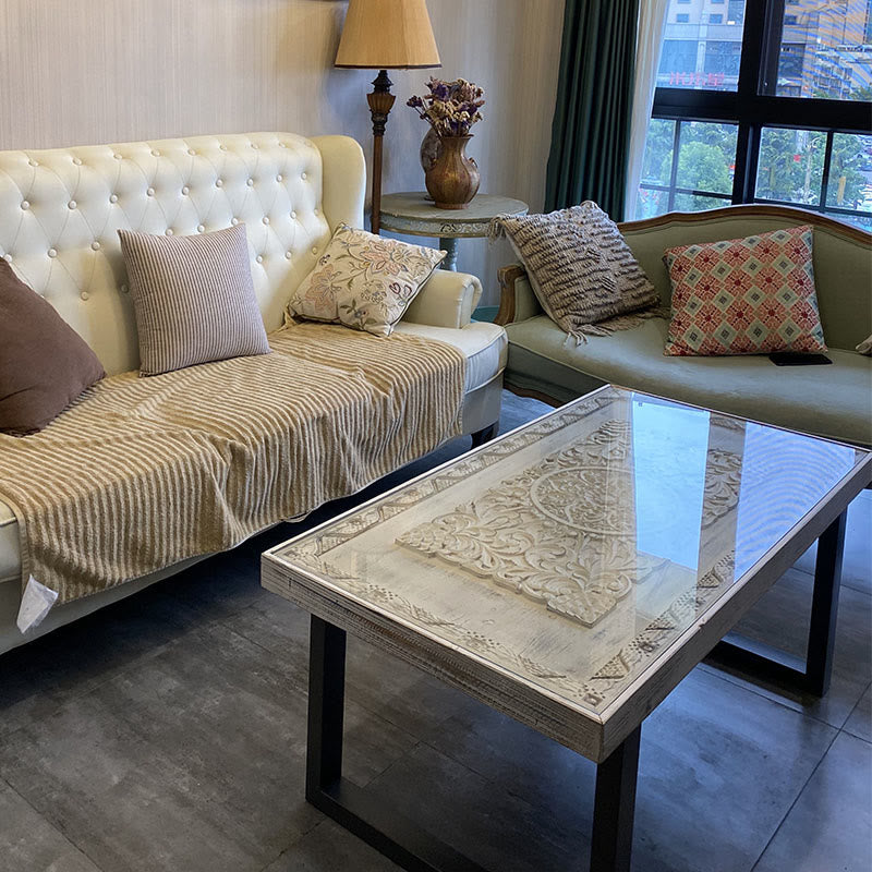 Solid Wood Vintage Carved Coffee Table - image 6