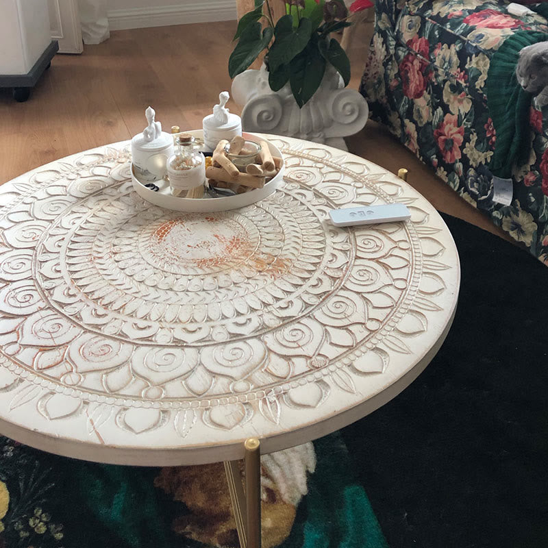 Solid Wood Vintage Carved Coffee Table - image 8