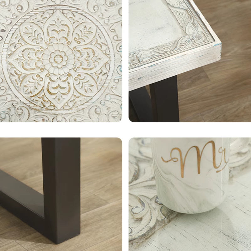 Solid Wood Vintage Carved Coffee Table - image 9
