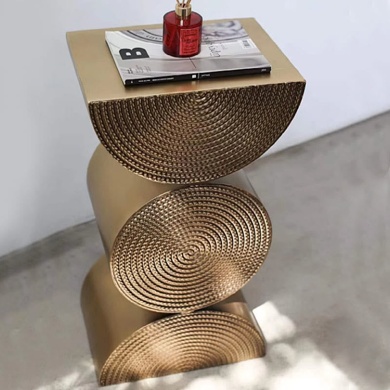 Modern Metal Wheat Semi-circle Side Table - Golden - image 0