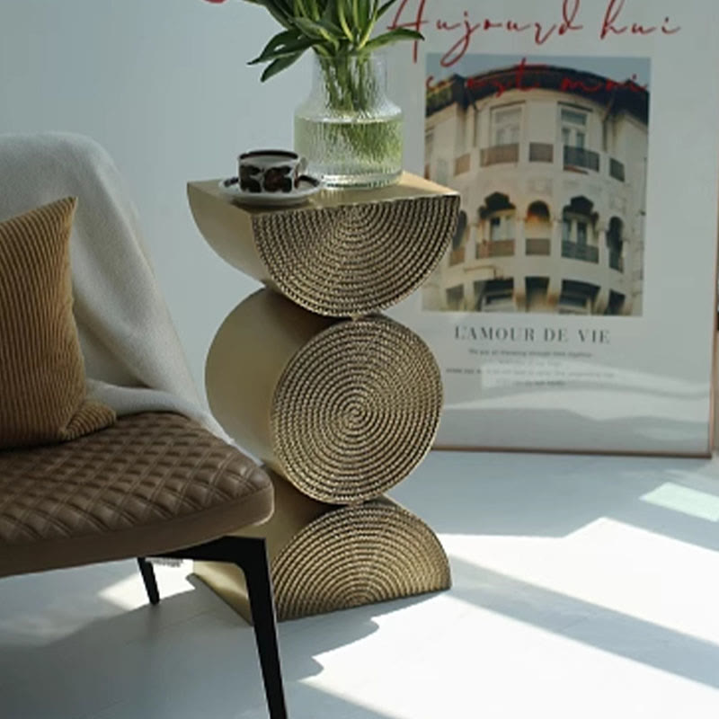 Modern Metal Wheat Semi-circle Side Table - image 2