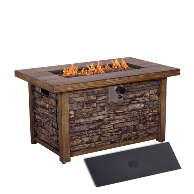 Faux Wood Grain Outdoor Propane Gas Fire Table