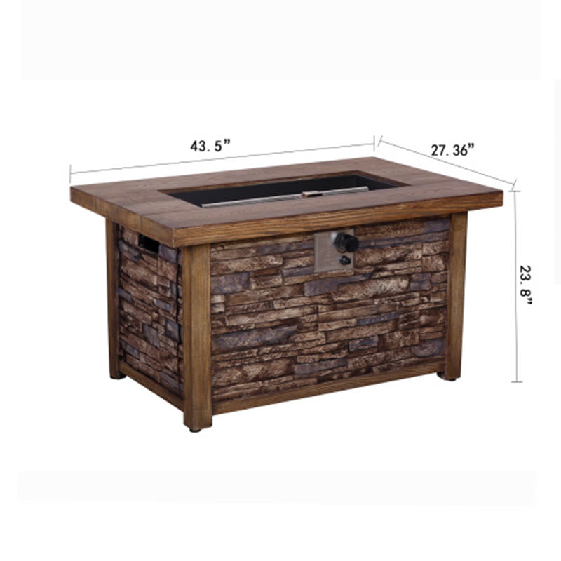 Faux Wood Grain Outdoor Propane Gas Fire Table