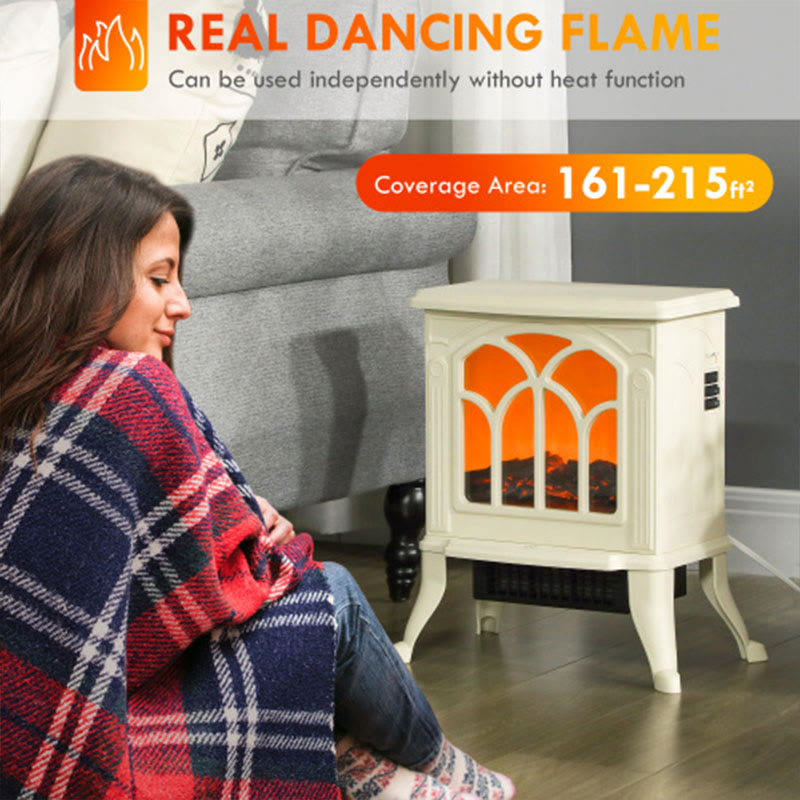 Freestanding Beige Electric Fireplace