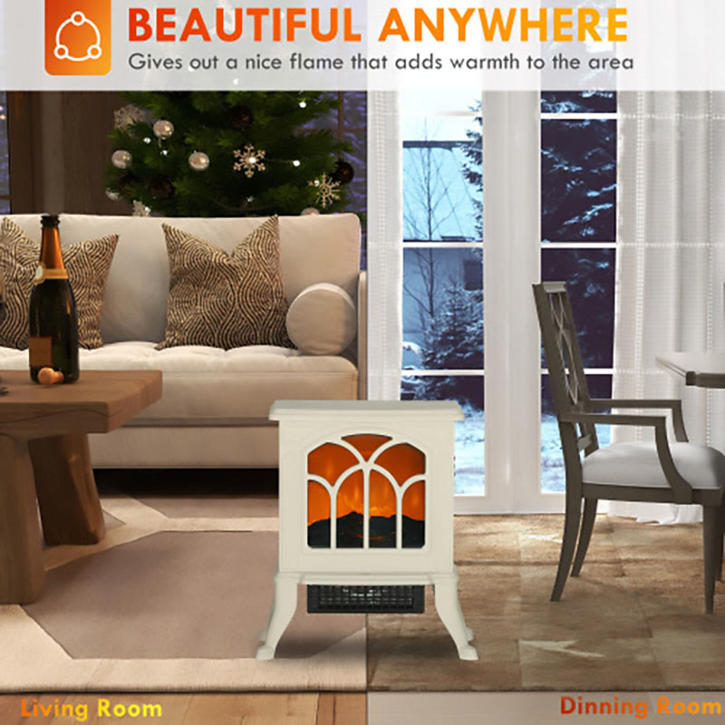 Freestanding Beige Electric Fireplace - Beige - image 0