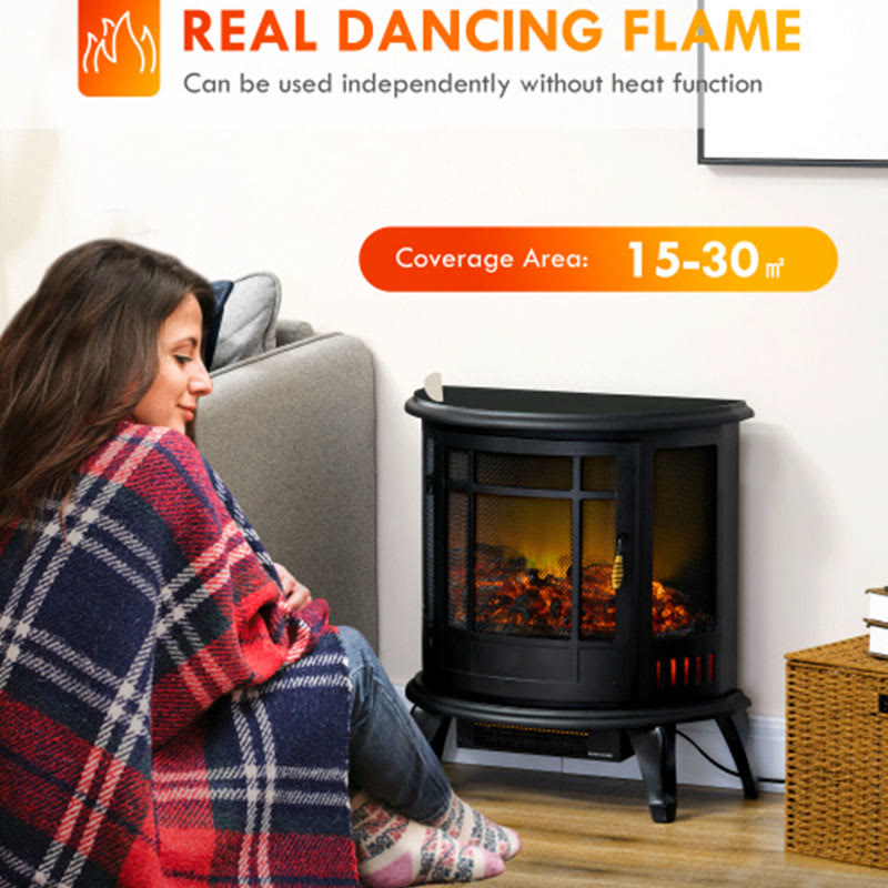 Freestanding Retro Black Electric Fire Place