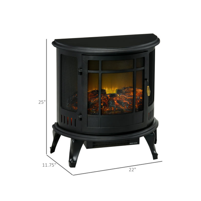 Freestanding Retro Black Electric Fire Place