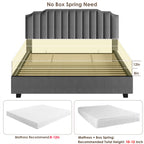 Liftable Velvet Grey Queen Size Bed - image 1