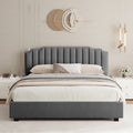 Liftable Velvet Grey Queen Size Bed - Grey - image 0
