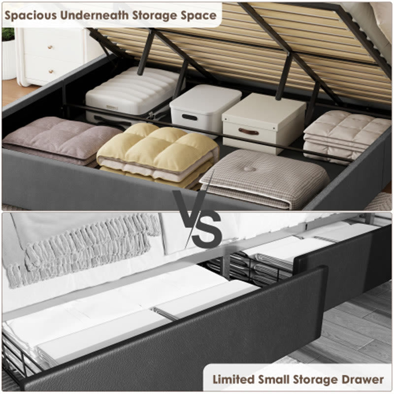 Liftable Velvet Grey Queen Size Bed - image 5