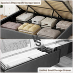 Liftable Velvet Grey Queen Size Bed - image 5