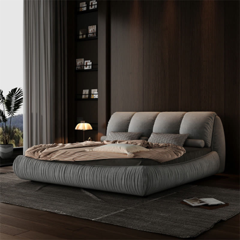 Grey Luxury Upholstered Platform Bed