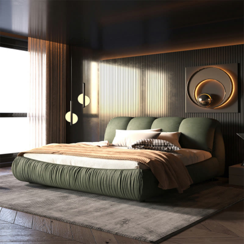 Modern Green Luxury Upholstered Platform Bed