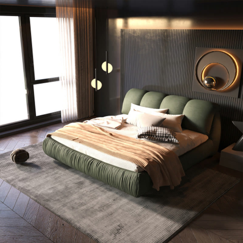 Modern Green Luxury Upholstered Platform Bed