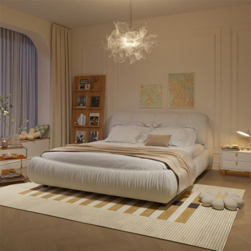 Beige Exquisite Upholstered Platform Bed