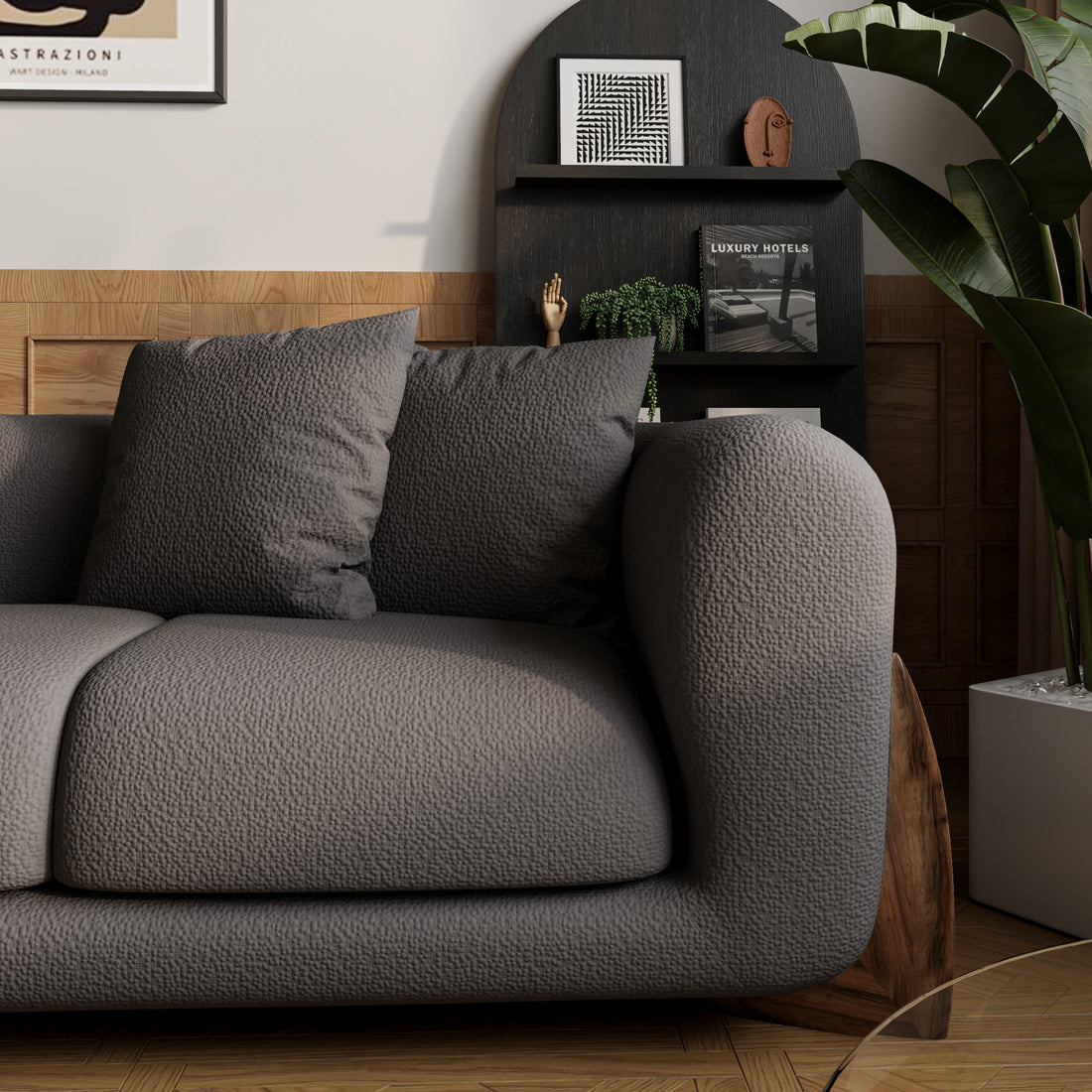 Modern Lambswool Couch Minimalist Loveseat Sofa