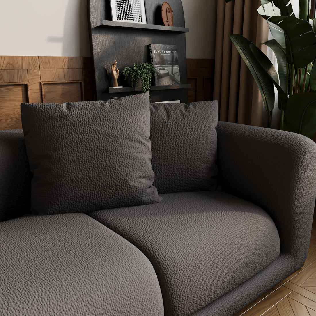 Modern Lambswool Couch Minimalist Loveseat Sofa