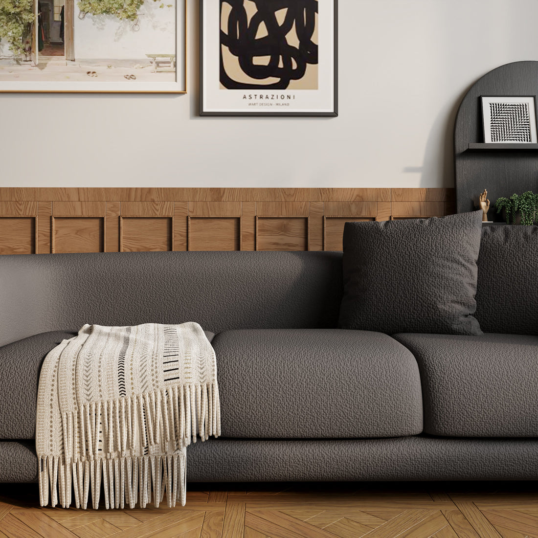 Modern Lambswool Couch Minimalist Loveseat Sofa