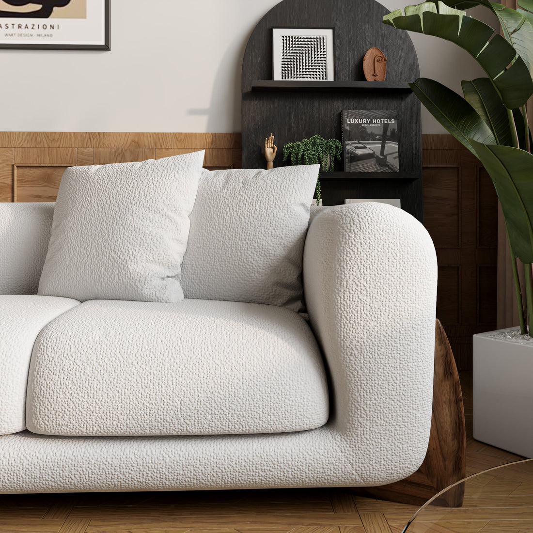 Modern Lambswool Couch Minimalist Loveseat Sofa