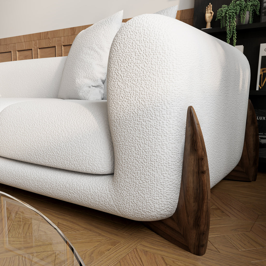 Modern Lambswool Couch Minimalist Loveseat Sofa