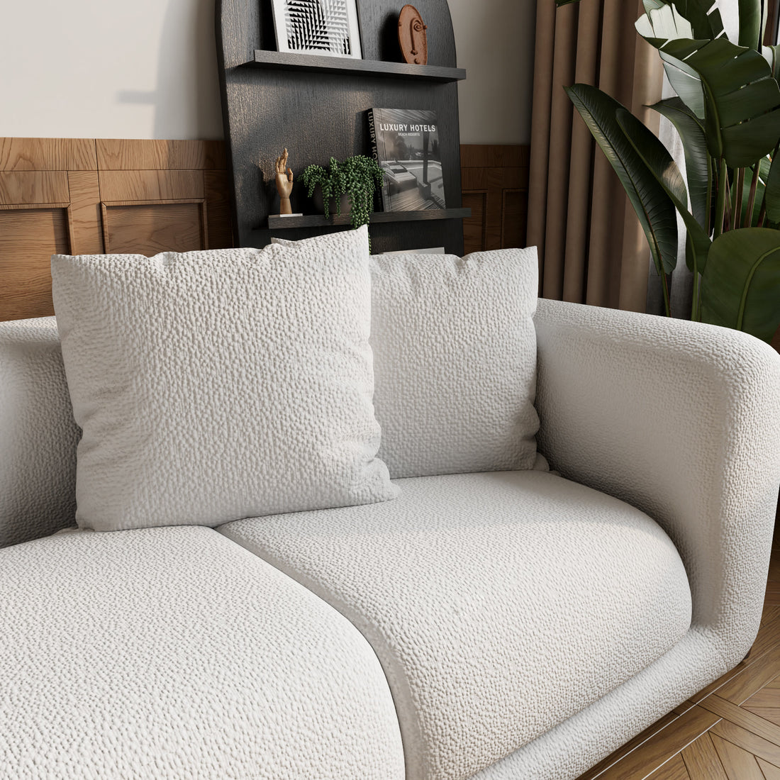 Modern Lambswool Couch Minimalist Loveseat Sofa