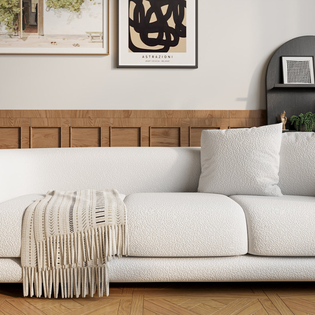 Modern Lambswool Couch Minimalist Loveseat Sofa