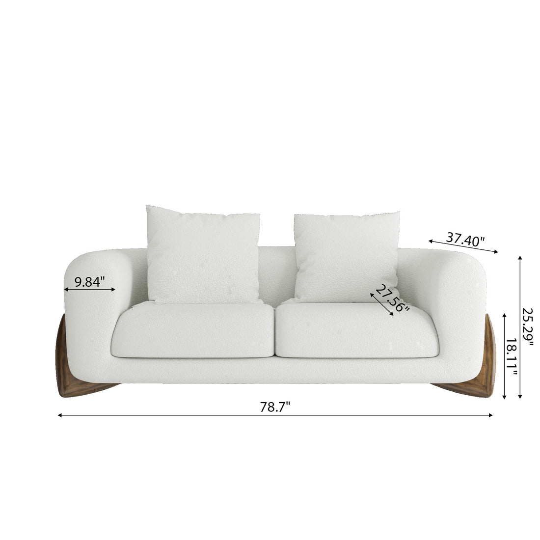 Modern Lambswool Couch Minimalist Loveseat Sofa