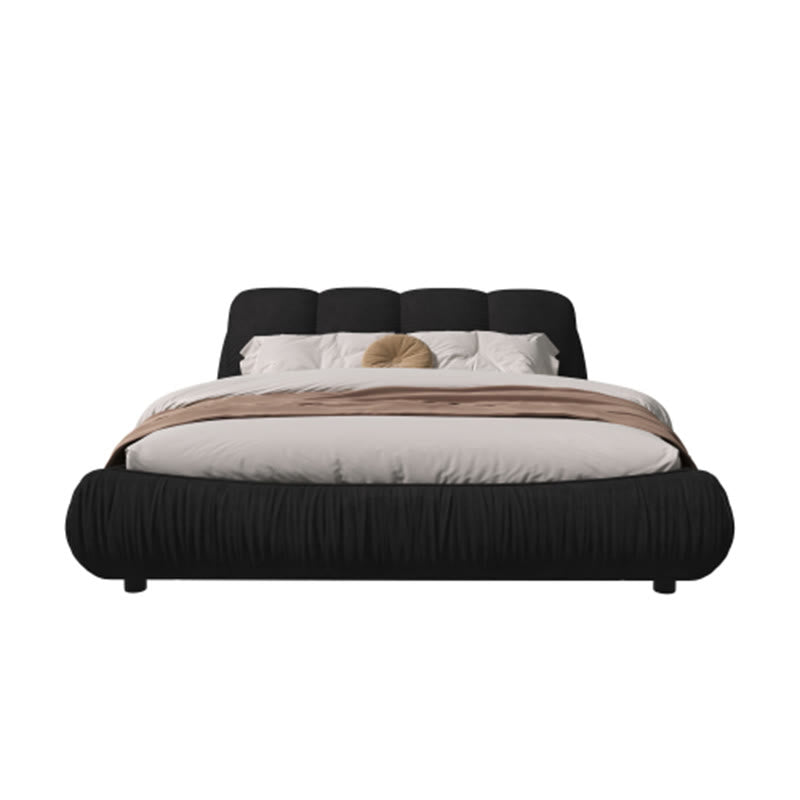 Black Upholstered Platform Bed With Oversized Backrest