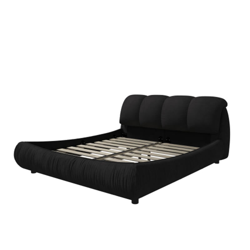 Black Upholstered Platform Bed With Oversized Backrest