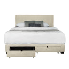 Beige Queen Size Bed With Wing Design - image 1