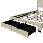 Beige Queen Size Bed With Wing Design - image 6