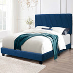 Modern Queen Size Adjustable Upholstered Bed - Blue - image 2