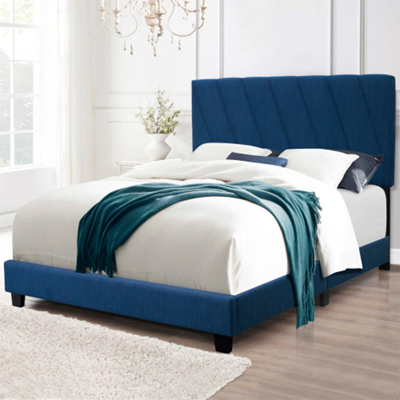 Modern Queen Size Adjustable Upholstered Bed - Blue - image 2