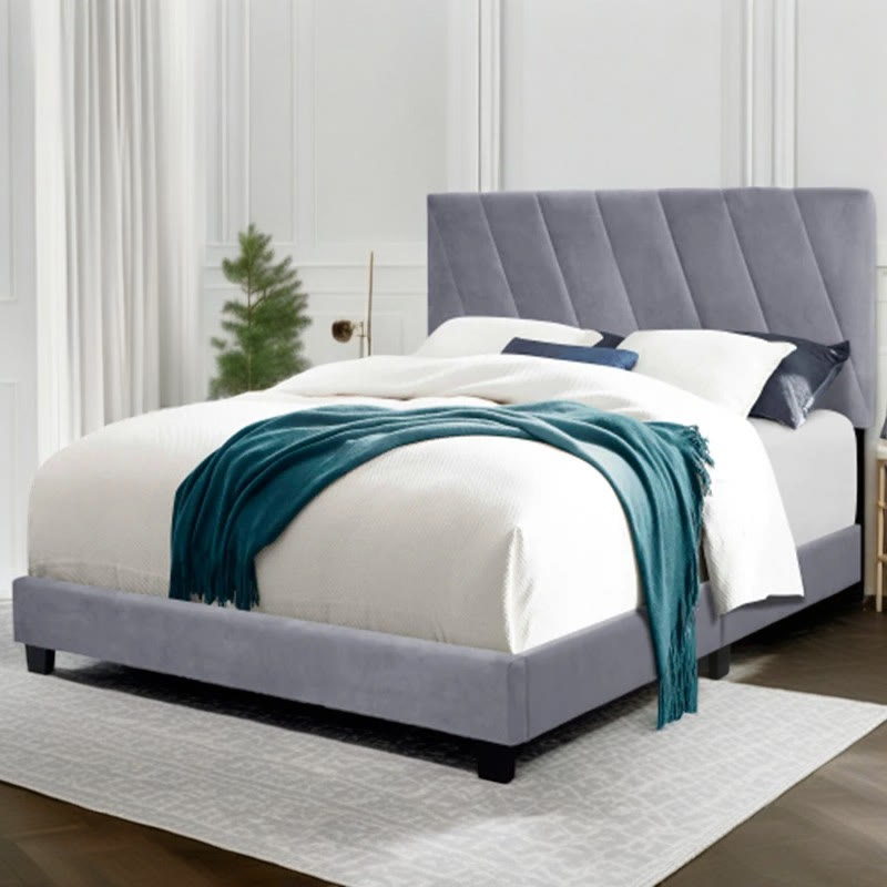Modern Queen Size Adjustable Upholstered Bed - Grey - image 0