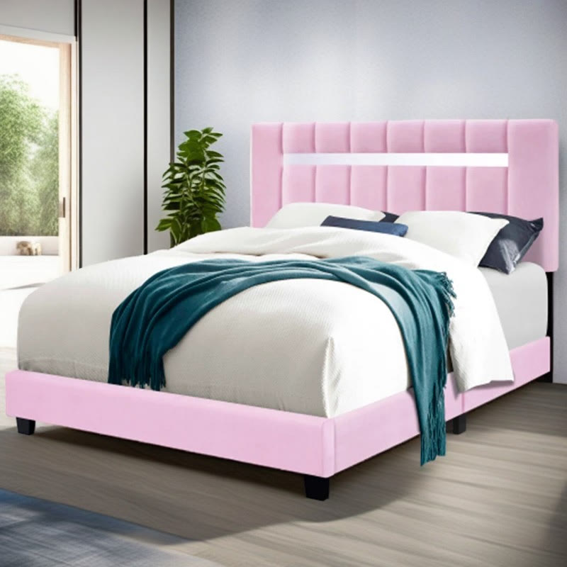 Adjustable Queen Size Upholstered Velvet Bed Frame