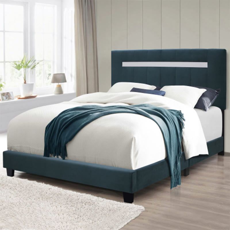 Adjustable Queen Size Upholstered Velvet Bed Frame - Green - image 4