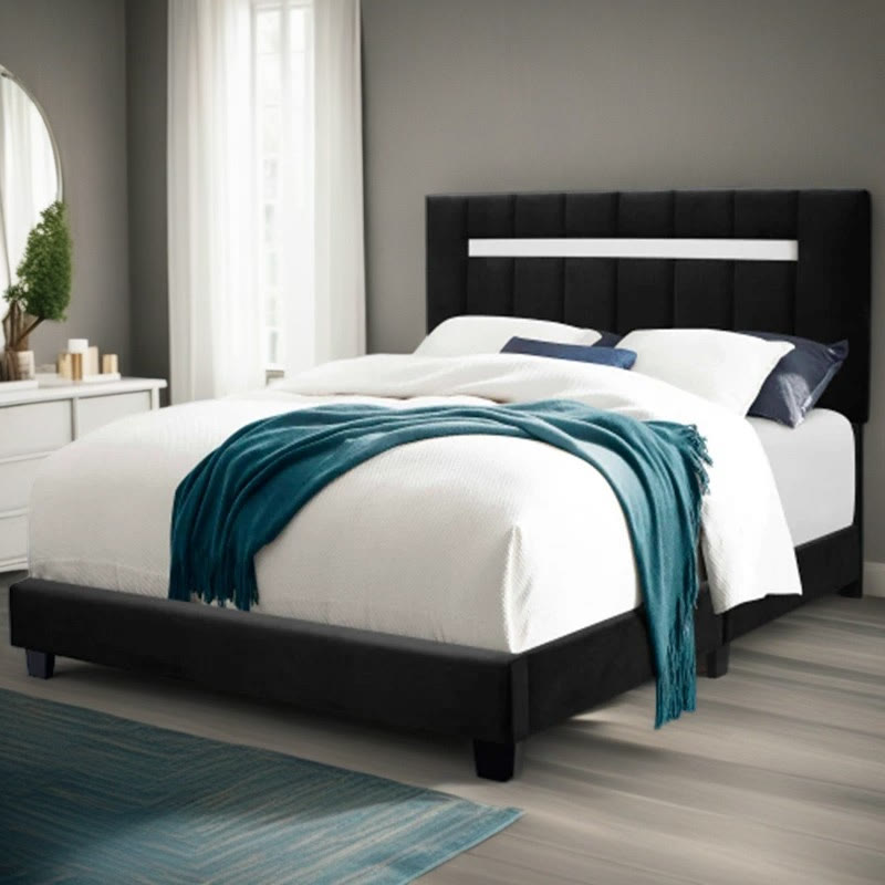 Adjustable Queen Size Upholstered Velvet Bed Frame - image 2
