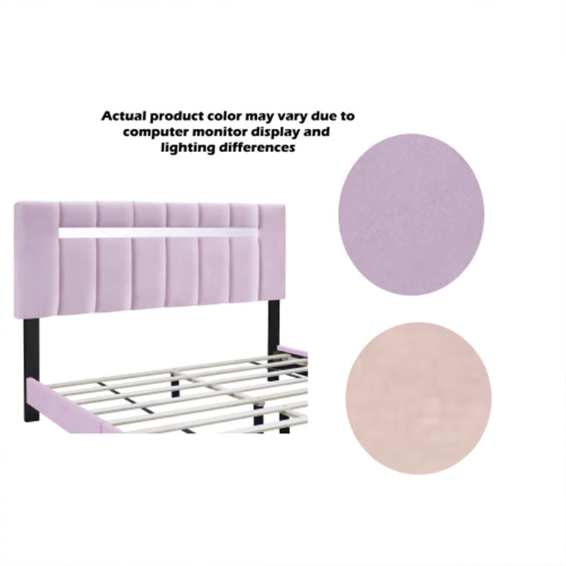 Adjustable Queen Size Upholstered Velvet Bed Frame - image 15