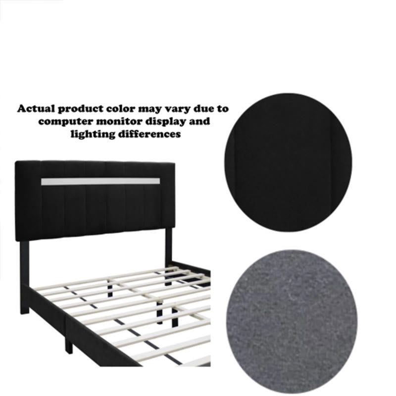 Adjustable Queen Size Upholstered Velvet Bed Frame - image 14