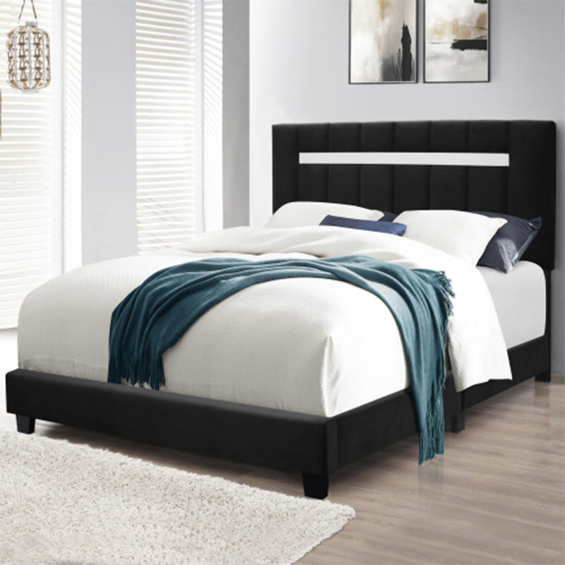 Adjustable Queen Size Upholstered Velvet Bed Frame - Black - image 0